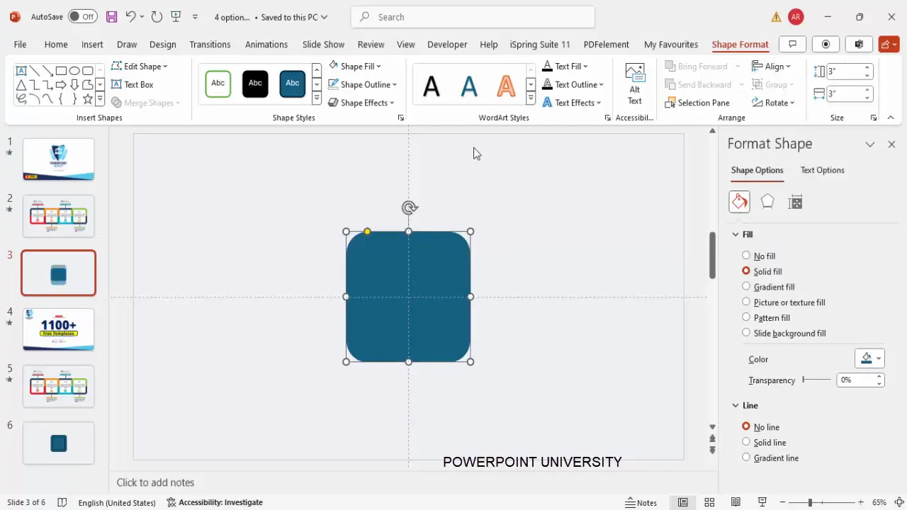 Creating and adjusting rounded rectangle shapes in PowerPoint