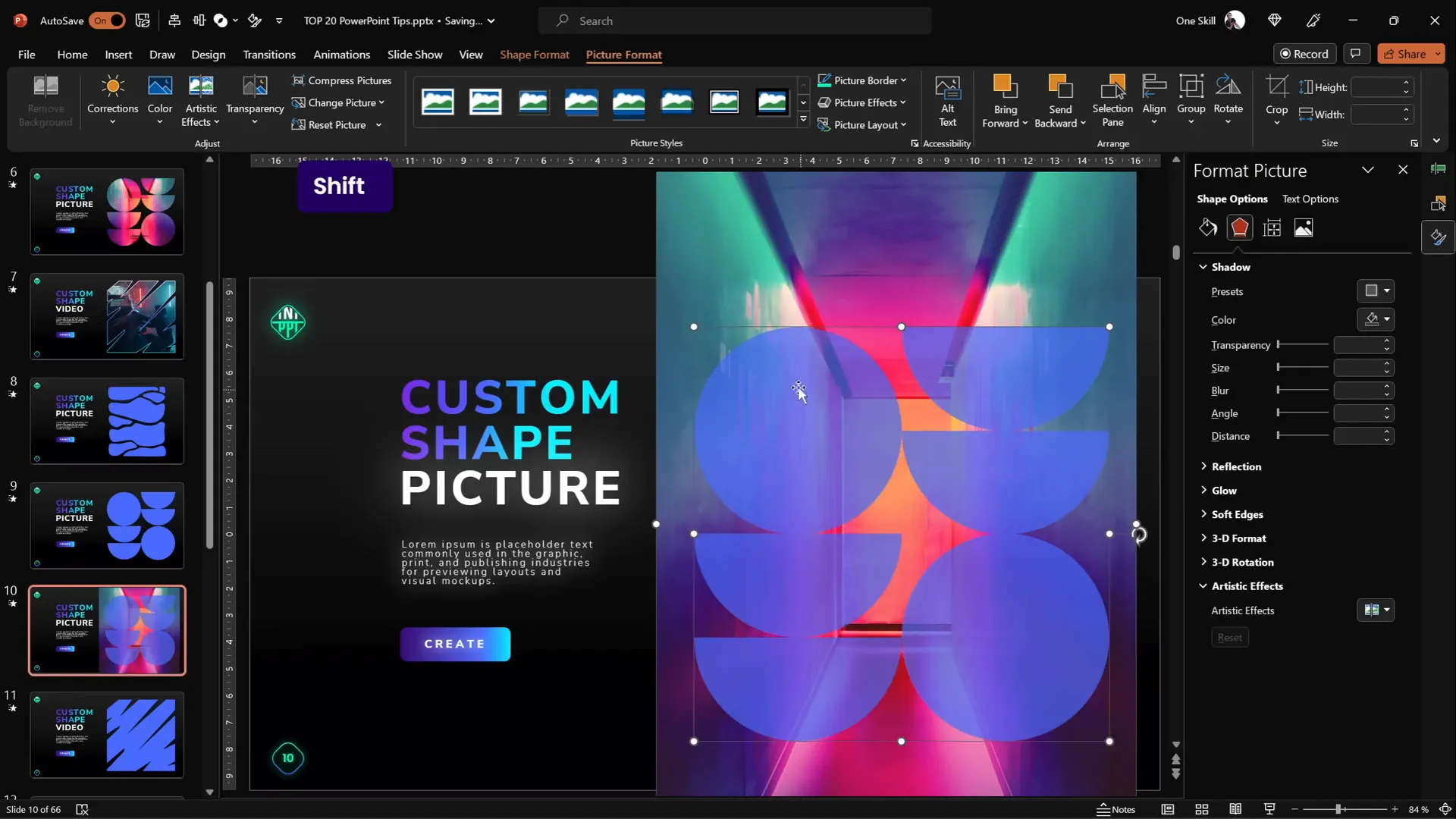 Photo inserted into a custom blob shape using merge shapes intersect