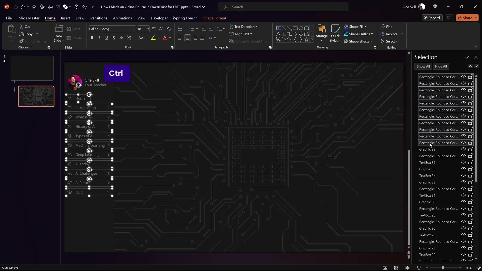 Selection pane showing invisible rectangles for sidebar clickable areas