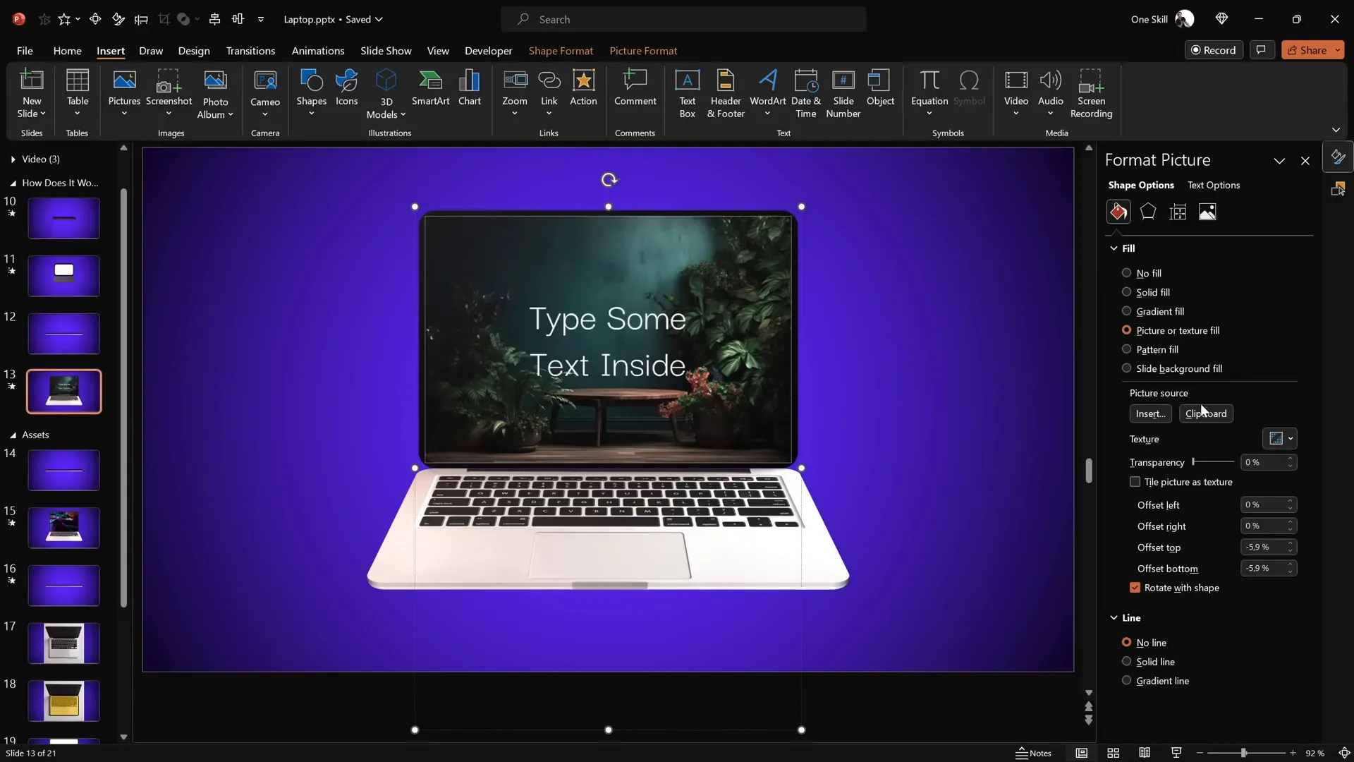 Cropping and animating video inside laptop screen