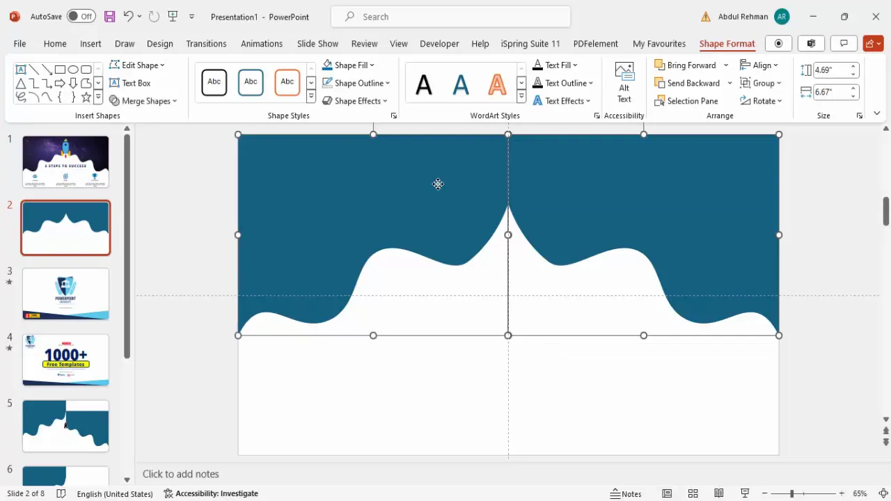 Duplicated and flipped custom shapes merged into one unified shape