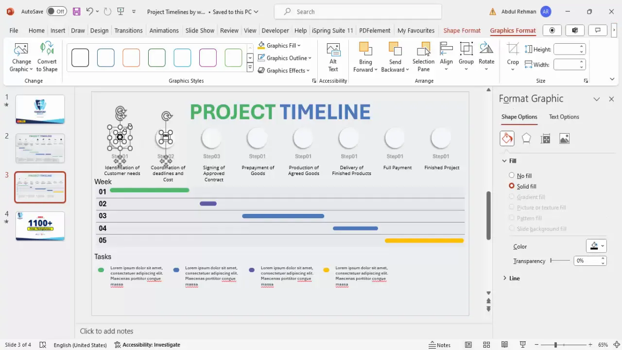 Icons inserted and aligned with corresponding timeline steps