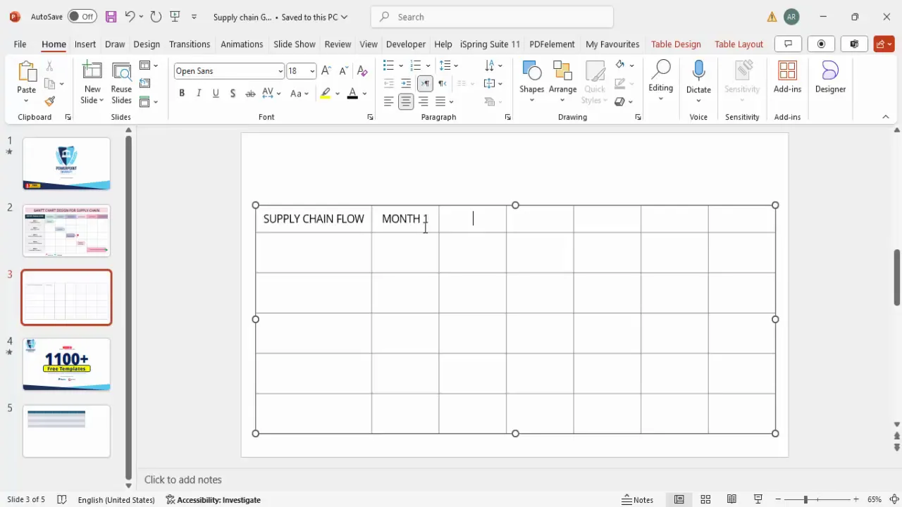 Adding supply chain header and month timeline labels