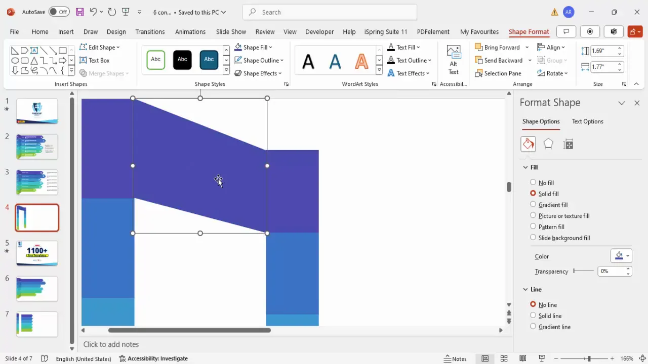 Connecting rectangles with freeform shapes filled with darker shades