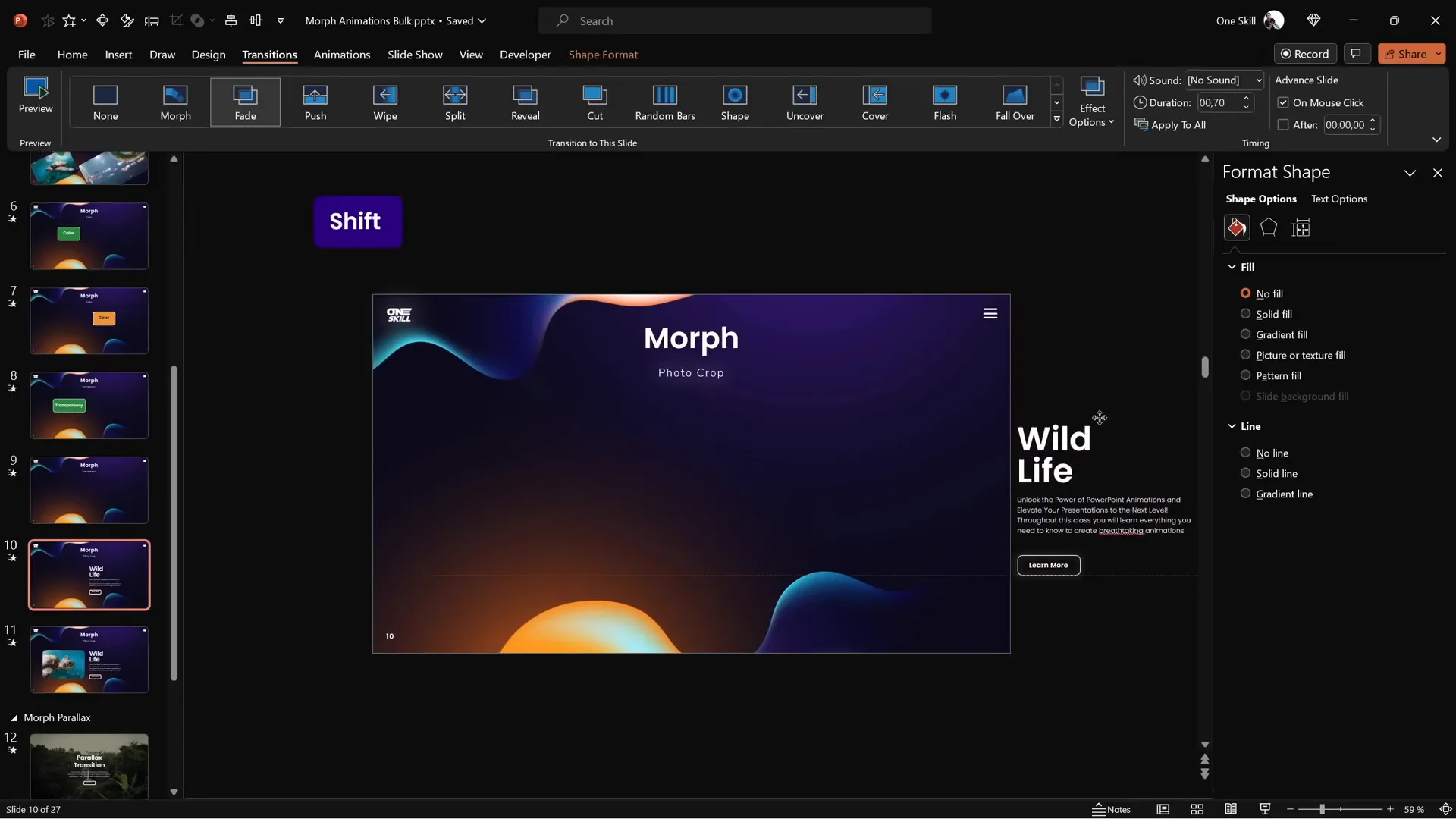 Photo sliding into cropping area with morph transition