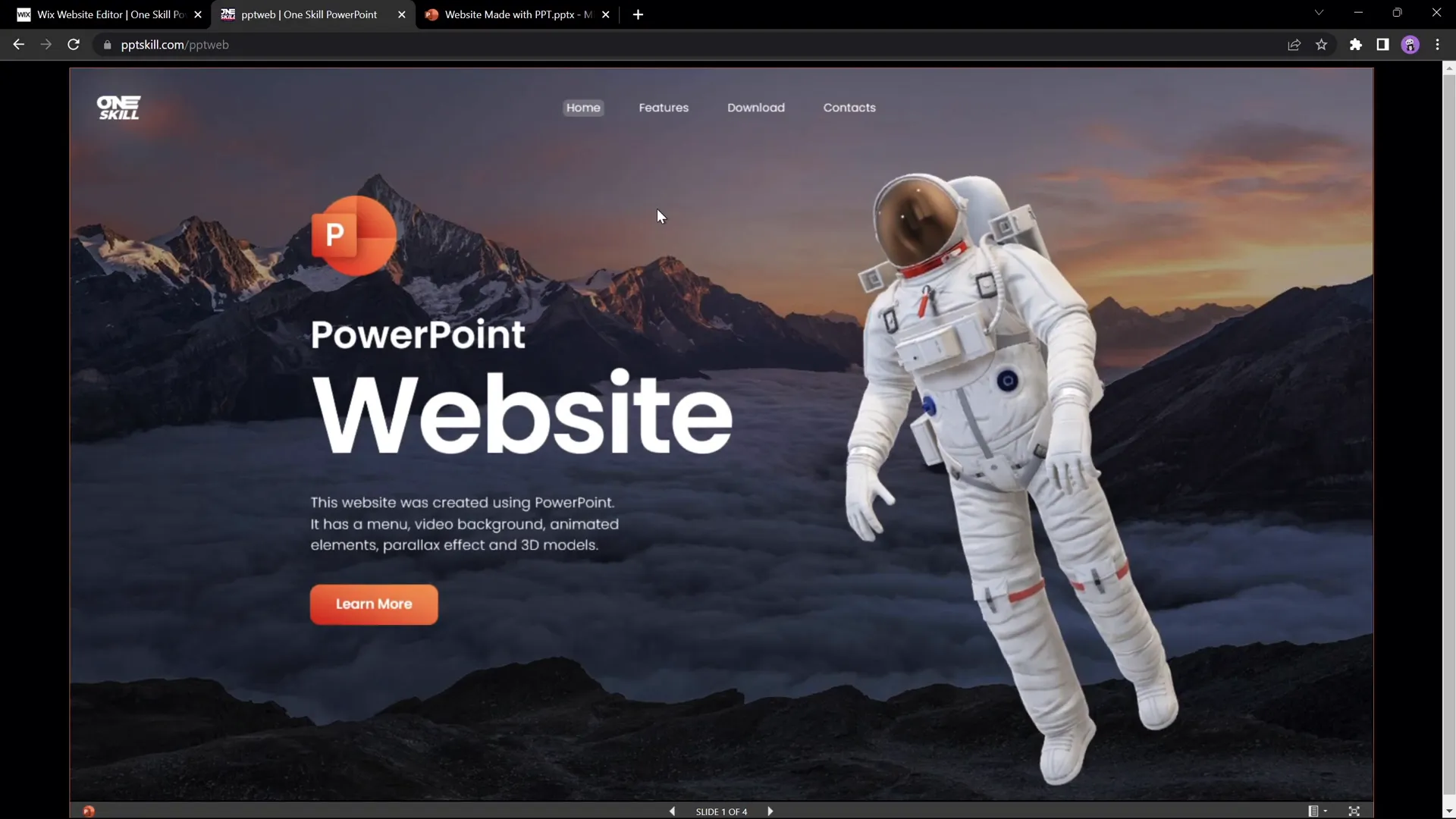 PowerPoint website creation summary and encouragement