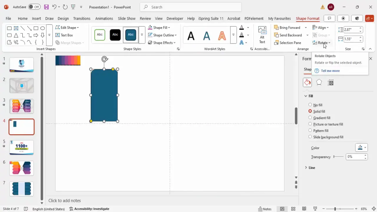 Drawing and rotating a rectangle shape for infographic design