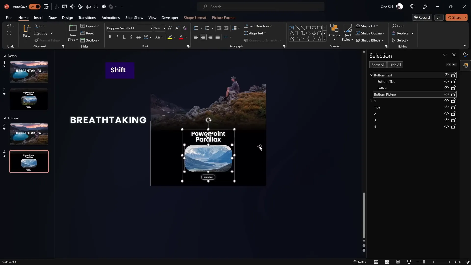 Adding informational text and photo elements to slides