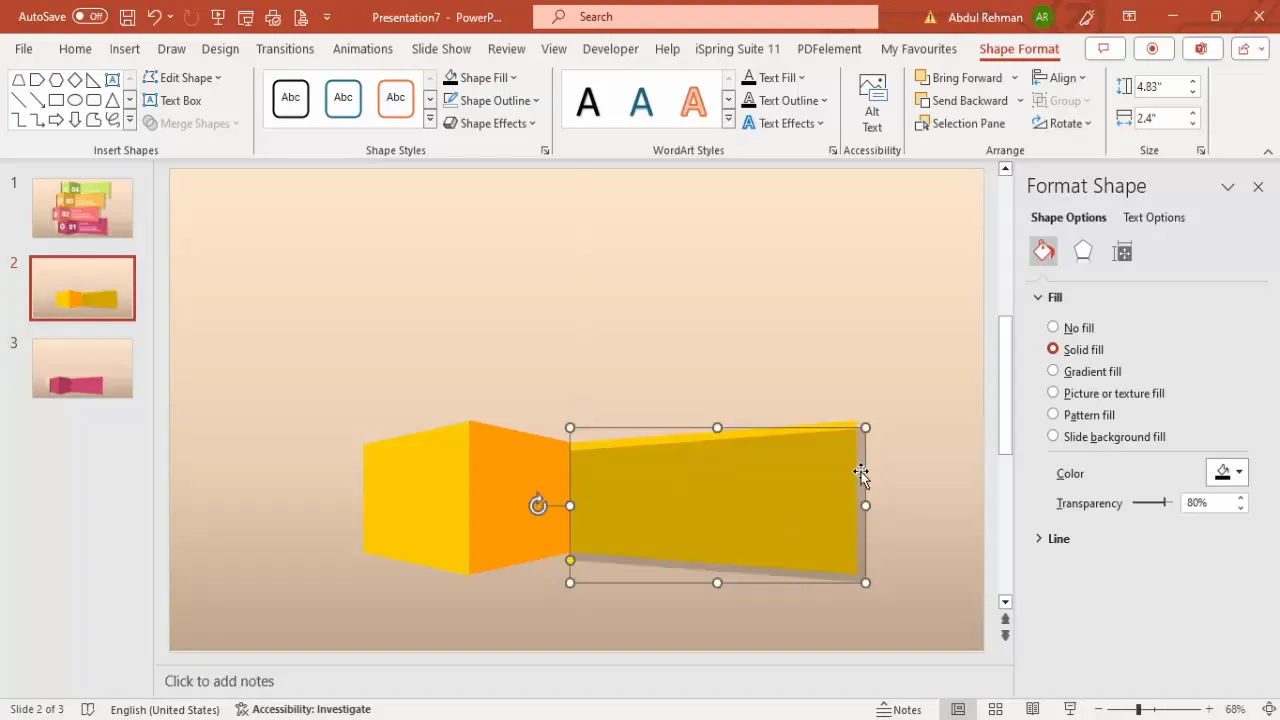 Adding shadow effect behind trapezoid shapes for perspective