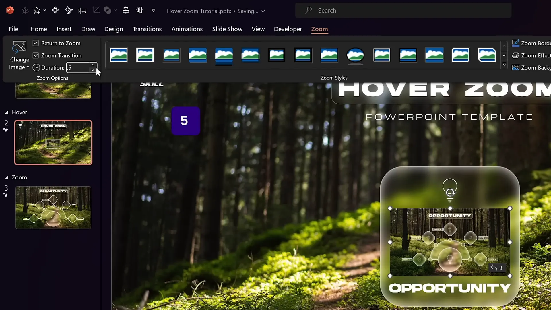 Slide Zoom inserted into glassmorphic card and customized with rounded corners