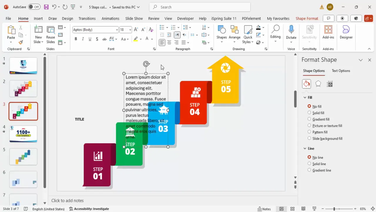 Adding descriptive text under each step title