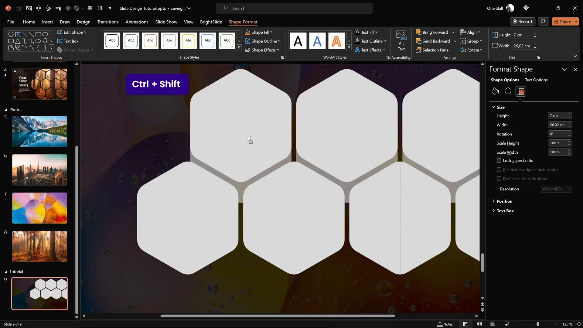 Arranging multiple hexagons in a honeycomb pattern