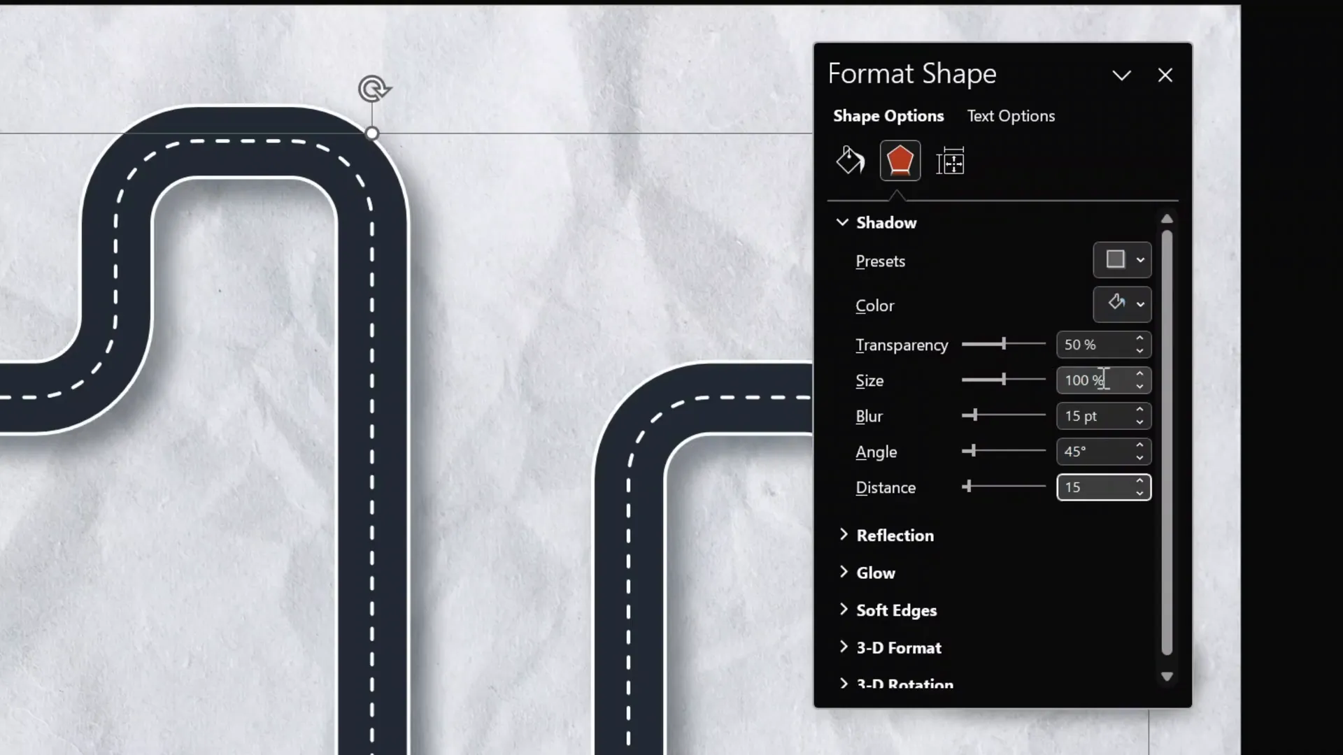 Roadmap with white outline and shadow effect