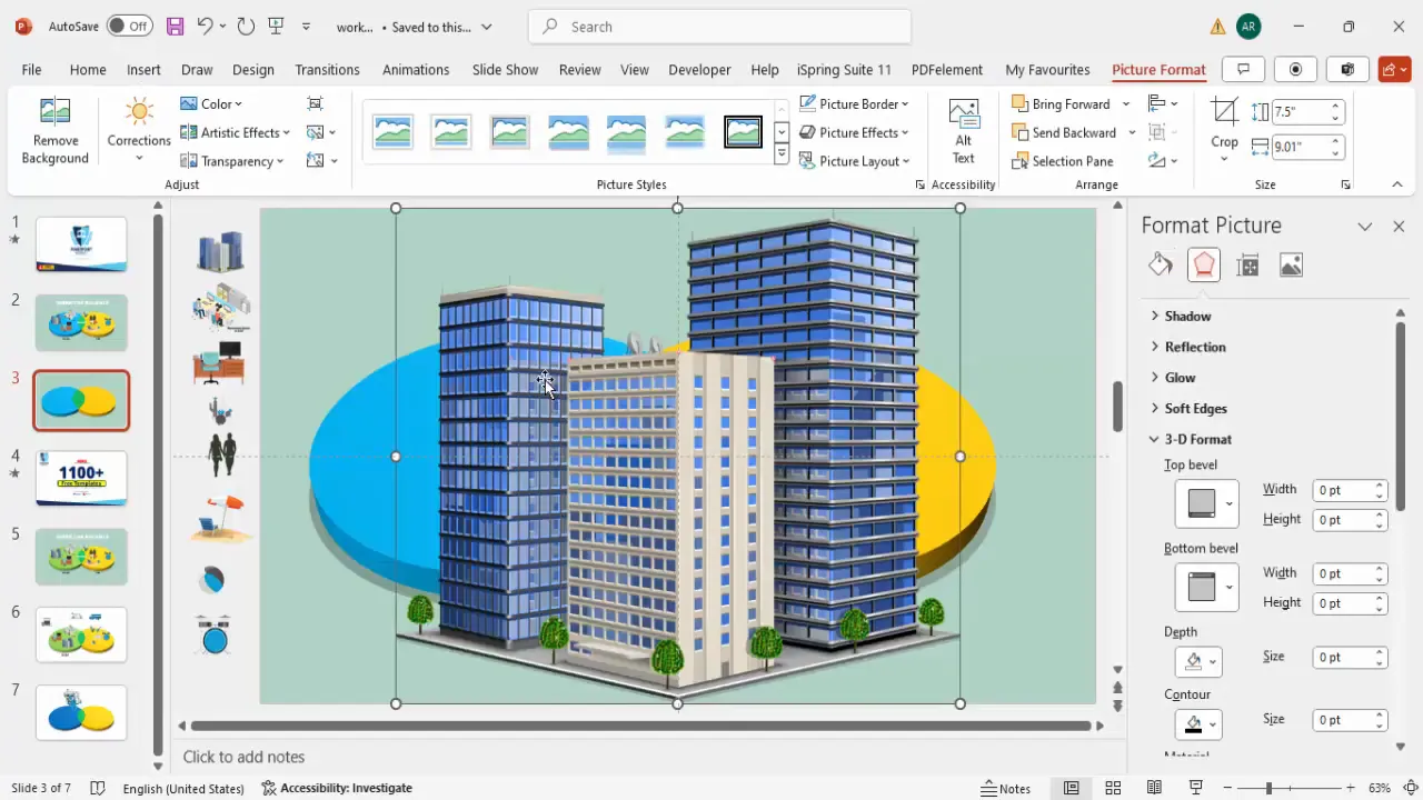 Inserting office and life icons on respective ovals