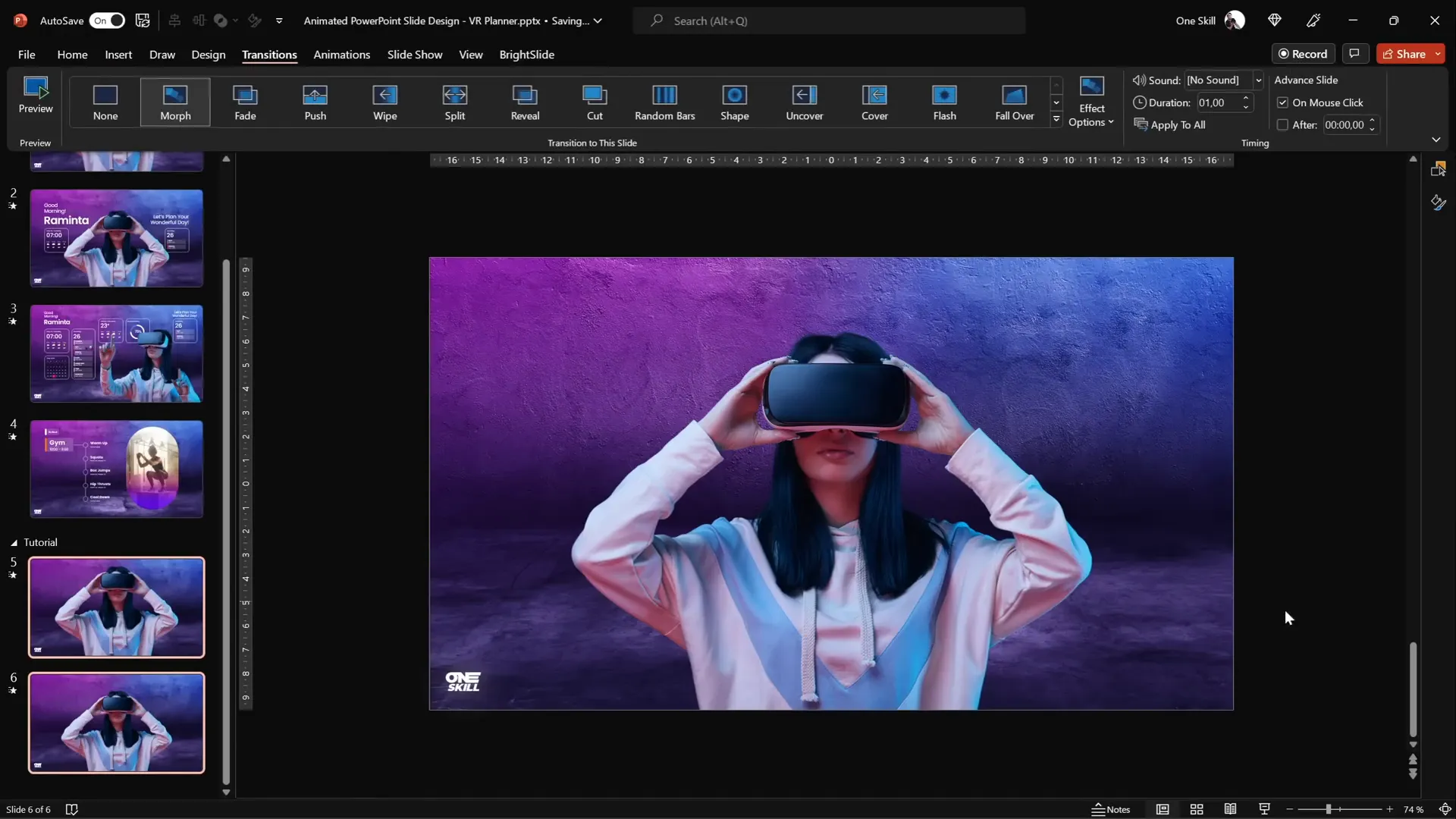 Morph transition applied to model photo shrinking animation