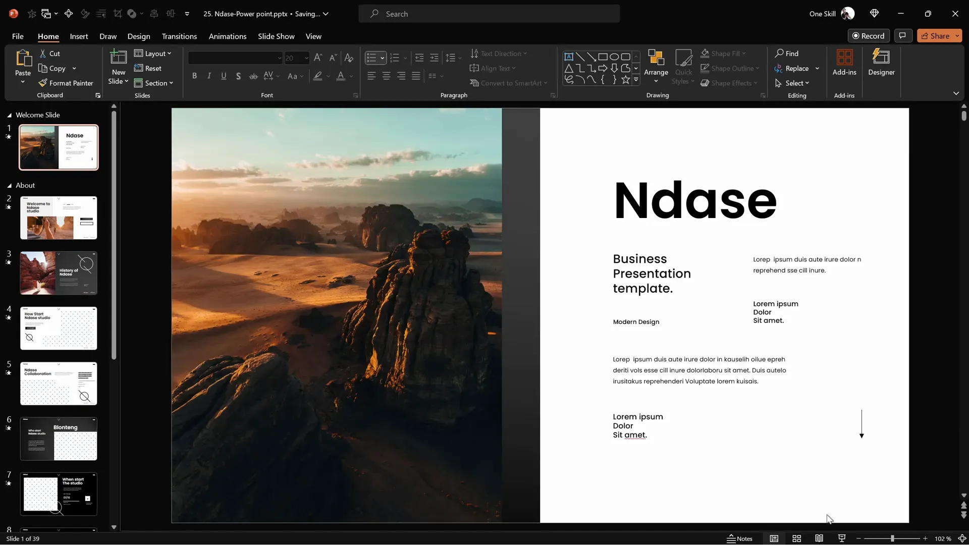 Ndase PowerPoint template professional spacing and alignment