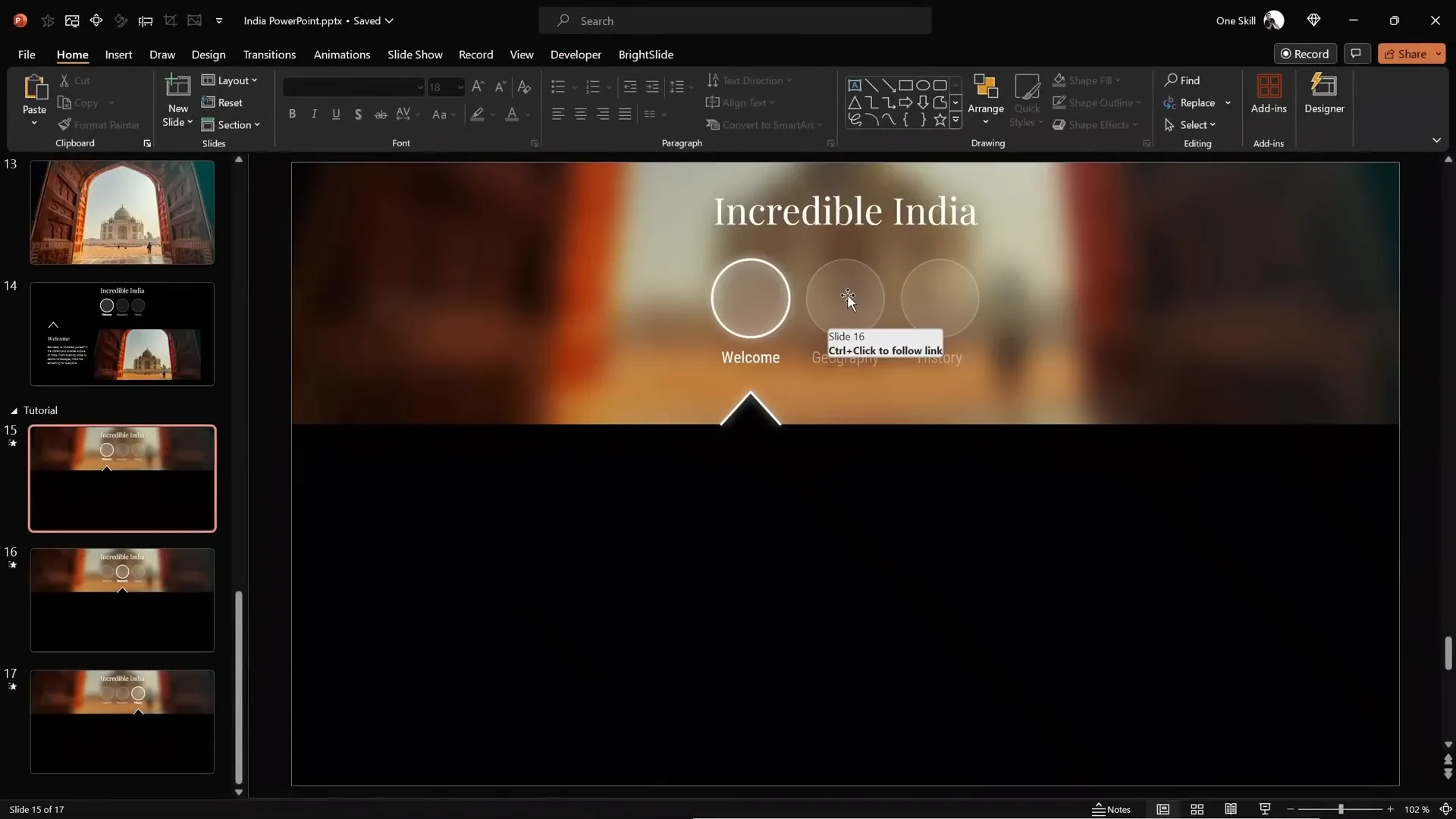 Clickable circles with morph transition navigating between slides