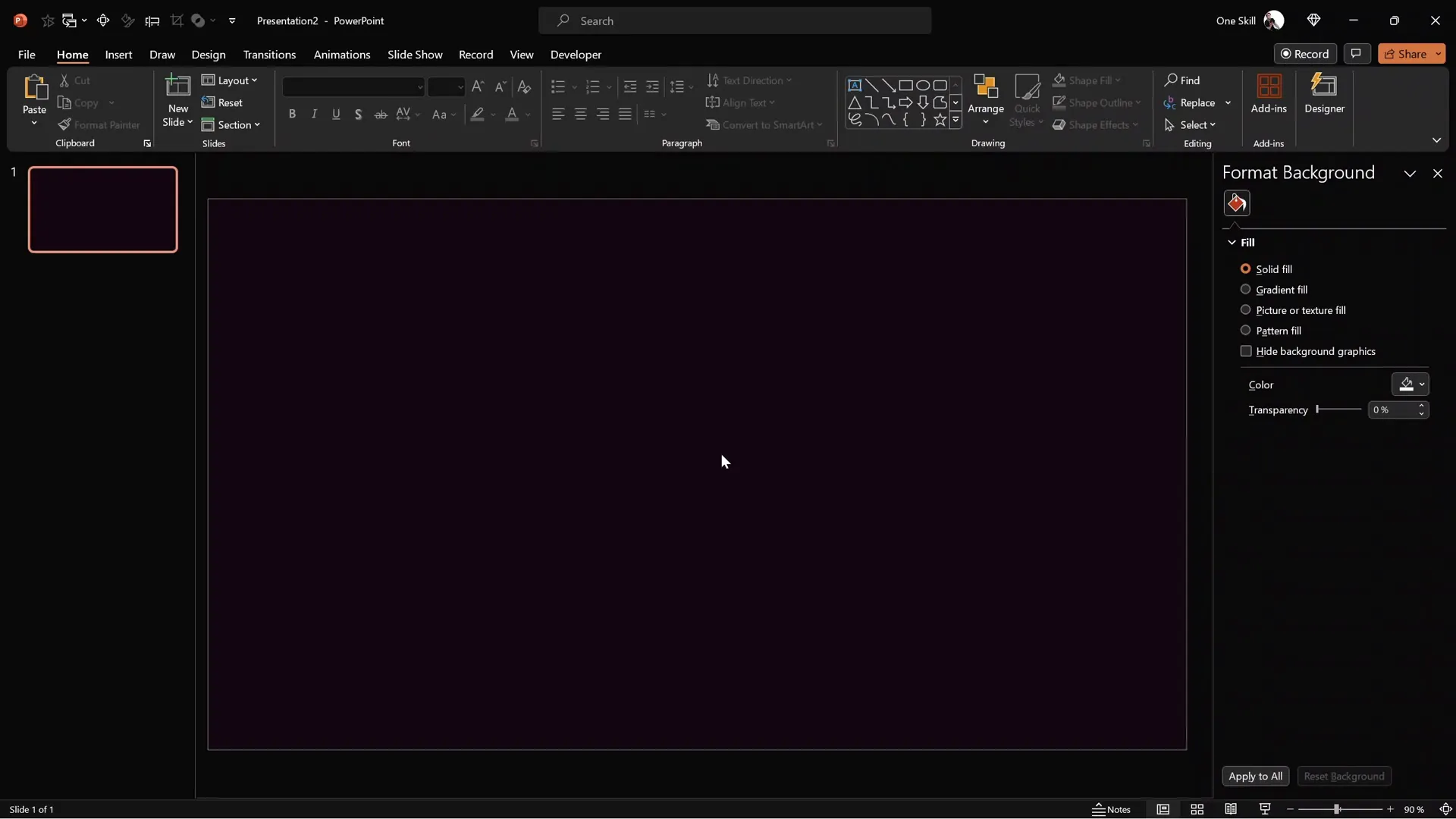 Setting slide background color in PowerPoint