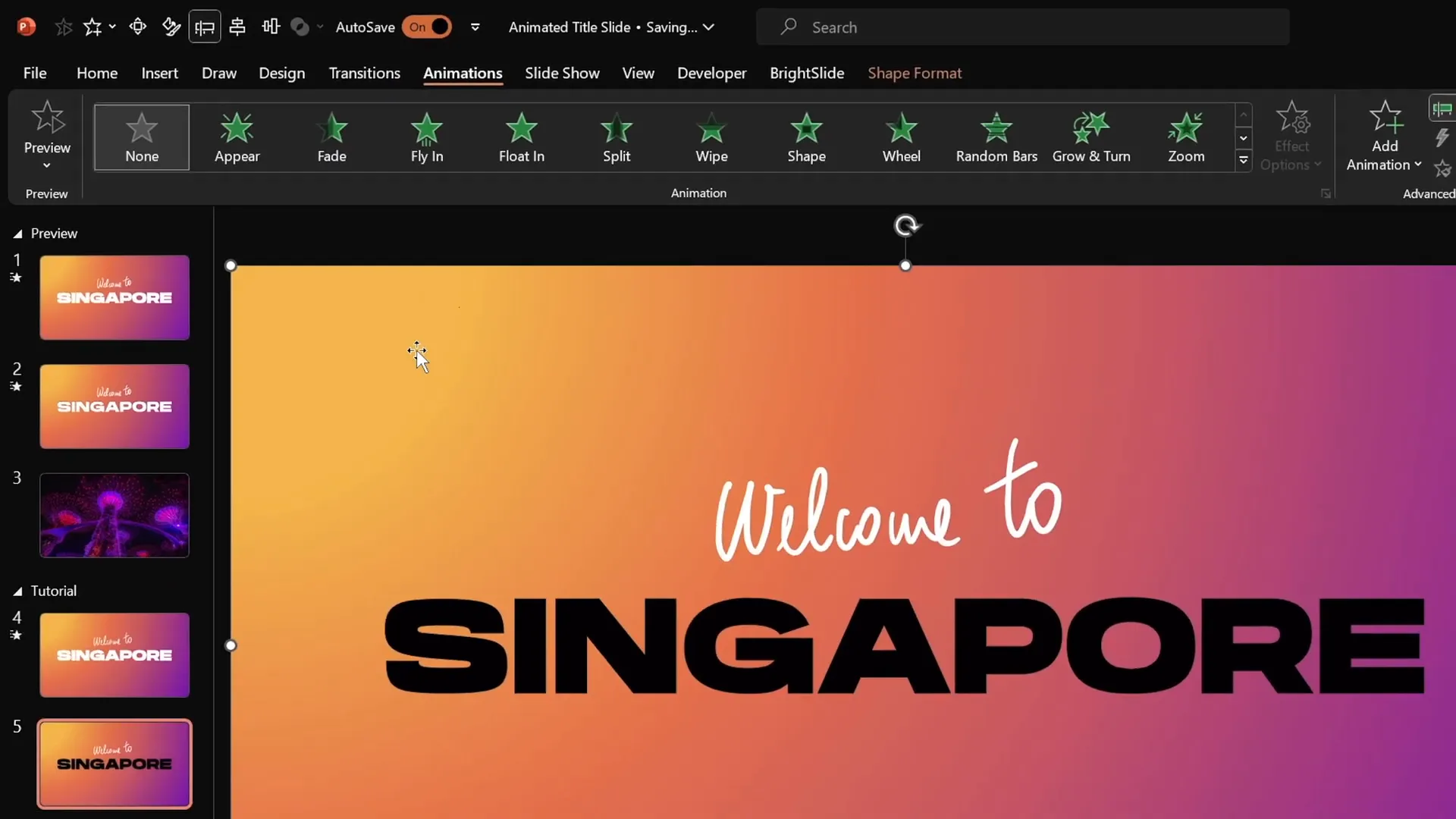 Subtracting slide title from gradient rectangle to create cutout effect
