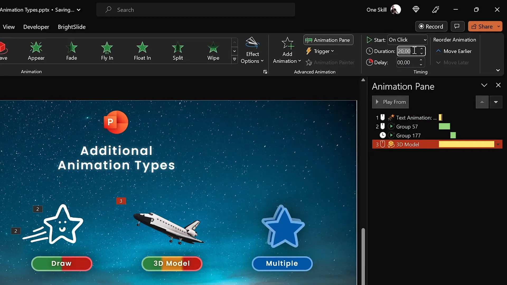Animating 3D model with turntable animation in PowerPoint