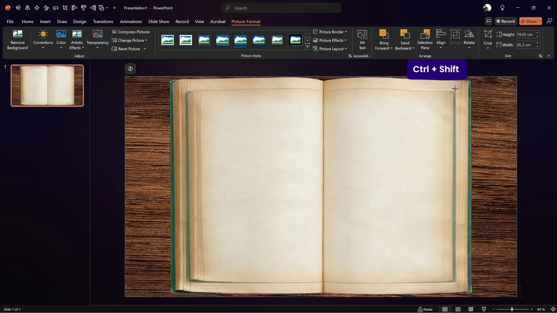Book image inserted on PowerPoint slide