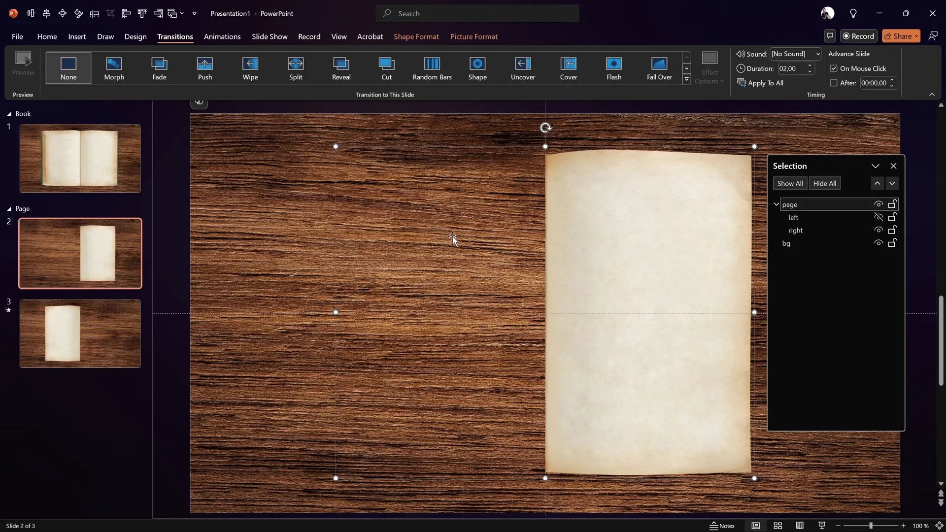 Hiding left page to flip only right page
