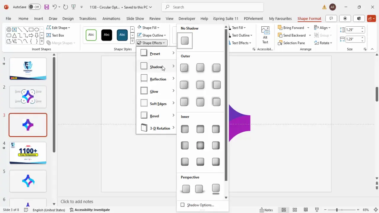 Adding oval shapes with shadow effects