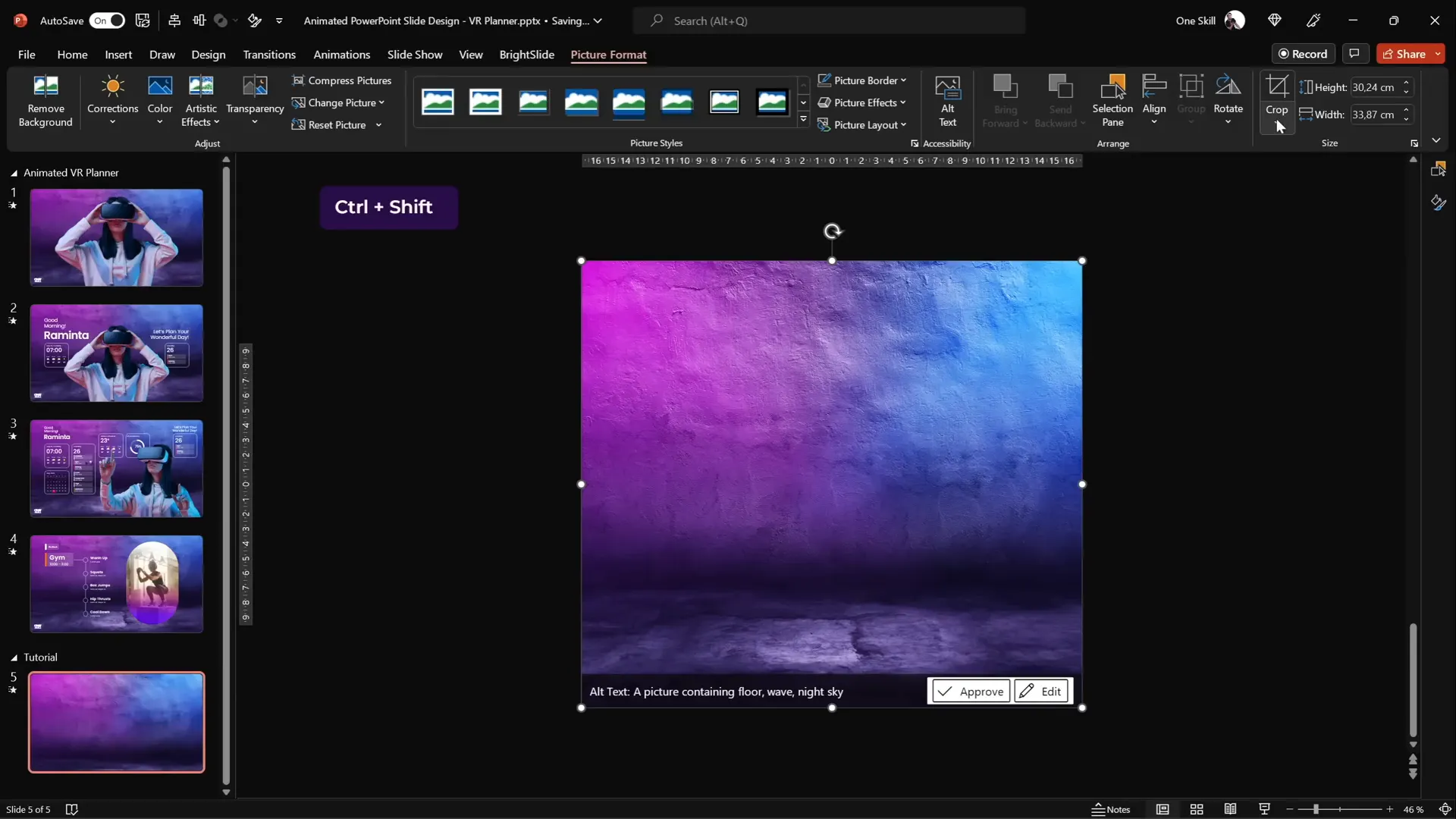 Inserting and cropping the background photo in PowerPoint