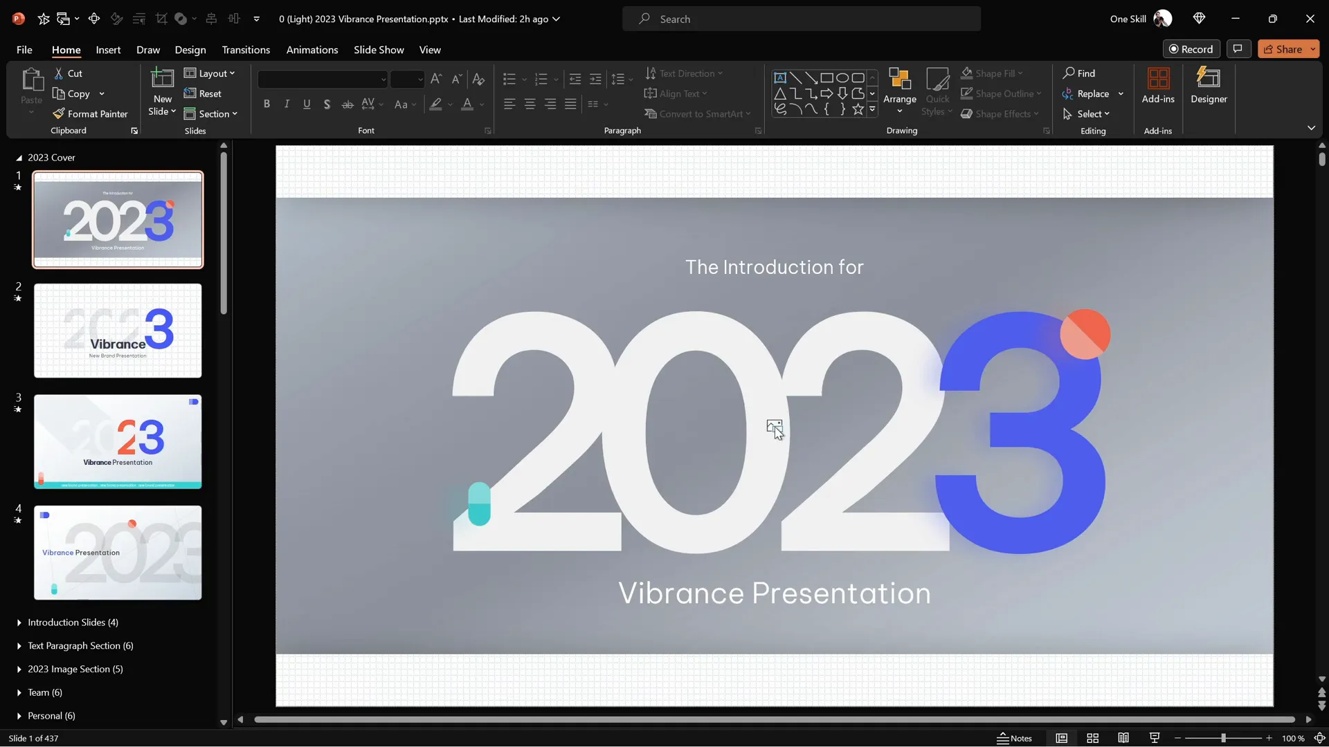 Vibrance PowerPoint template with image placeholders