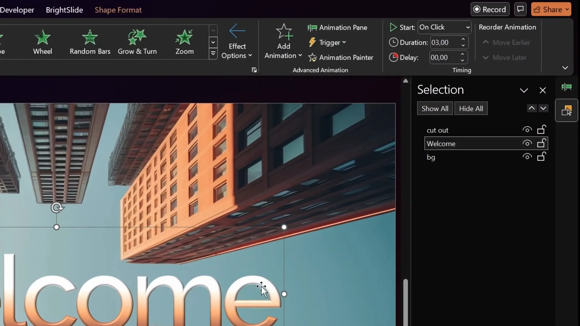 Applying animations to elements in PowerPoint