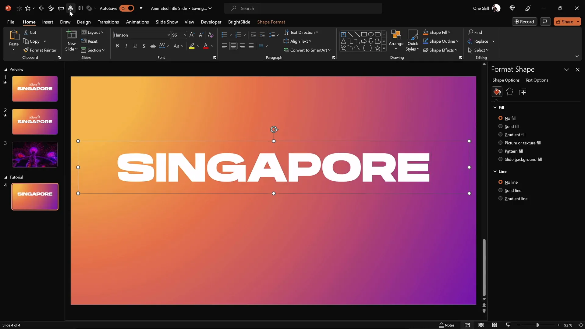 Large centered title text 'Singapore' in Hanson font