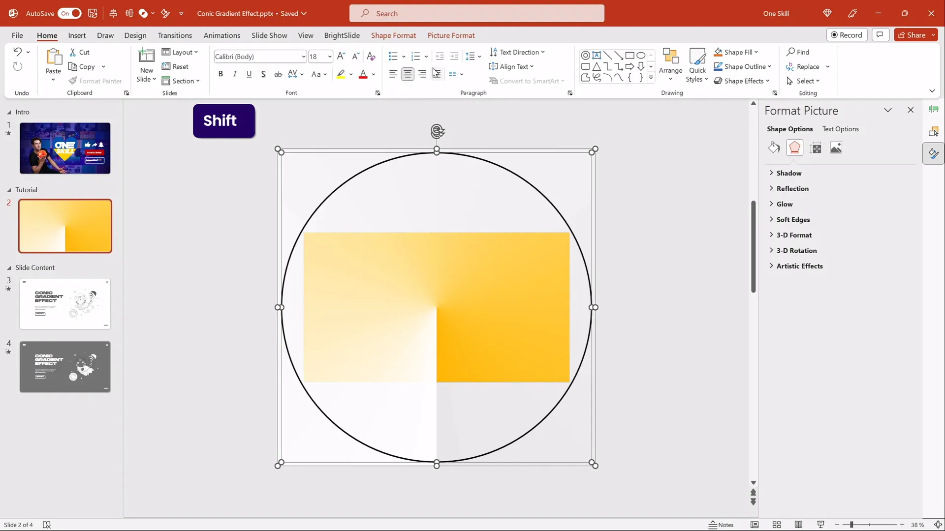 Cropping the conic gradient image with a circle shape using Merge Shapes Intersect
