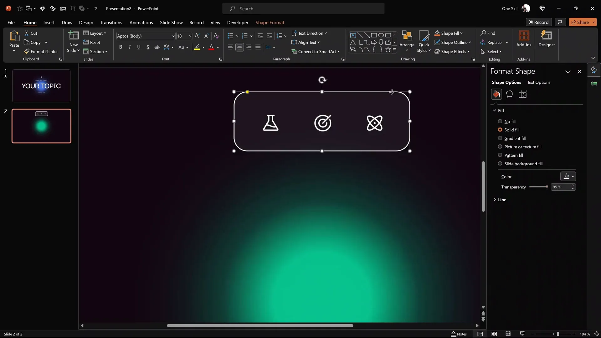 Clickable interactive menu with glowing circles and icons