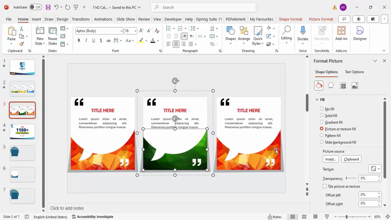Duplicating and customizing multiple callout options on the slide