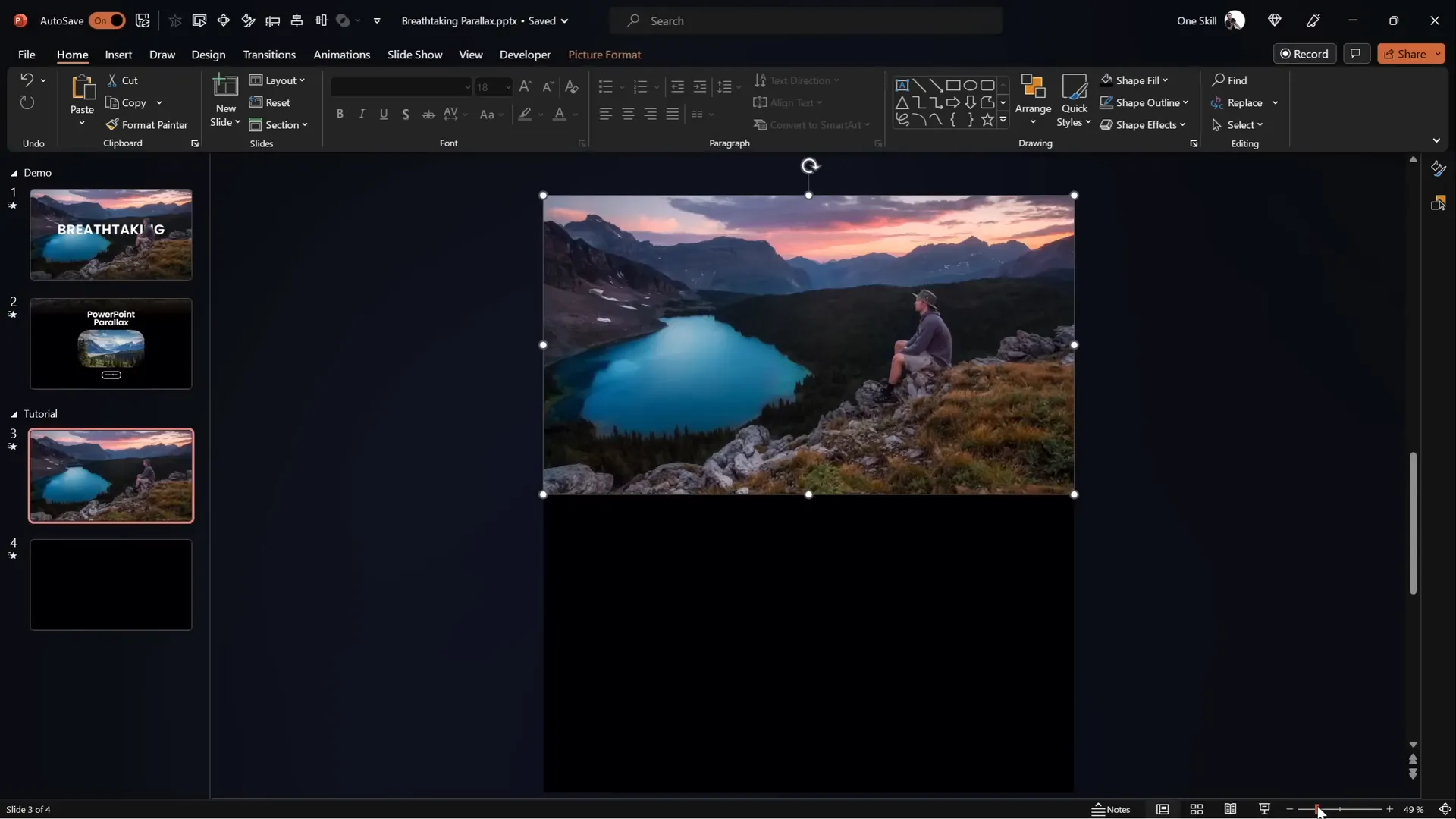 Applying gradient fill to black rectangle and cropping foreground image for smooth blending