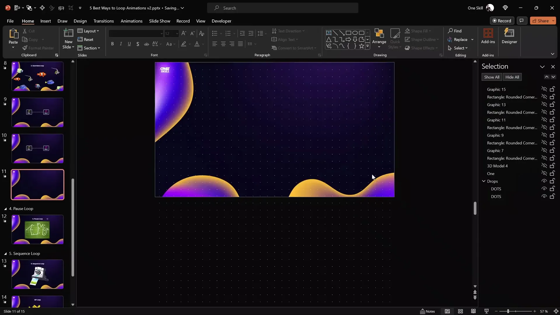 Seamless looping dotted background animation in PowerPoint