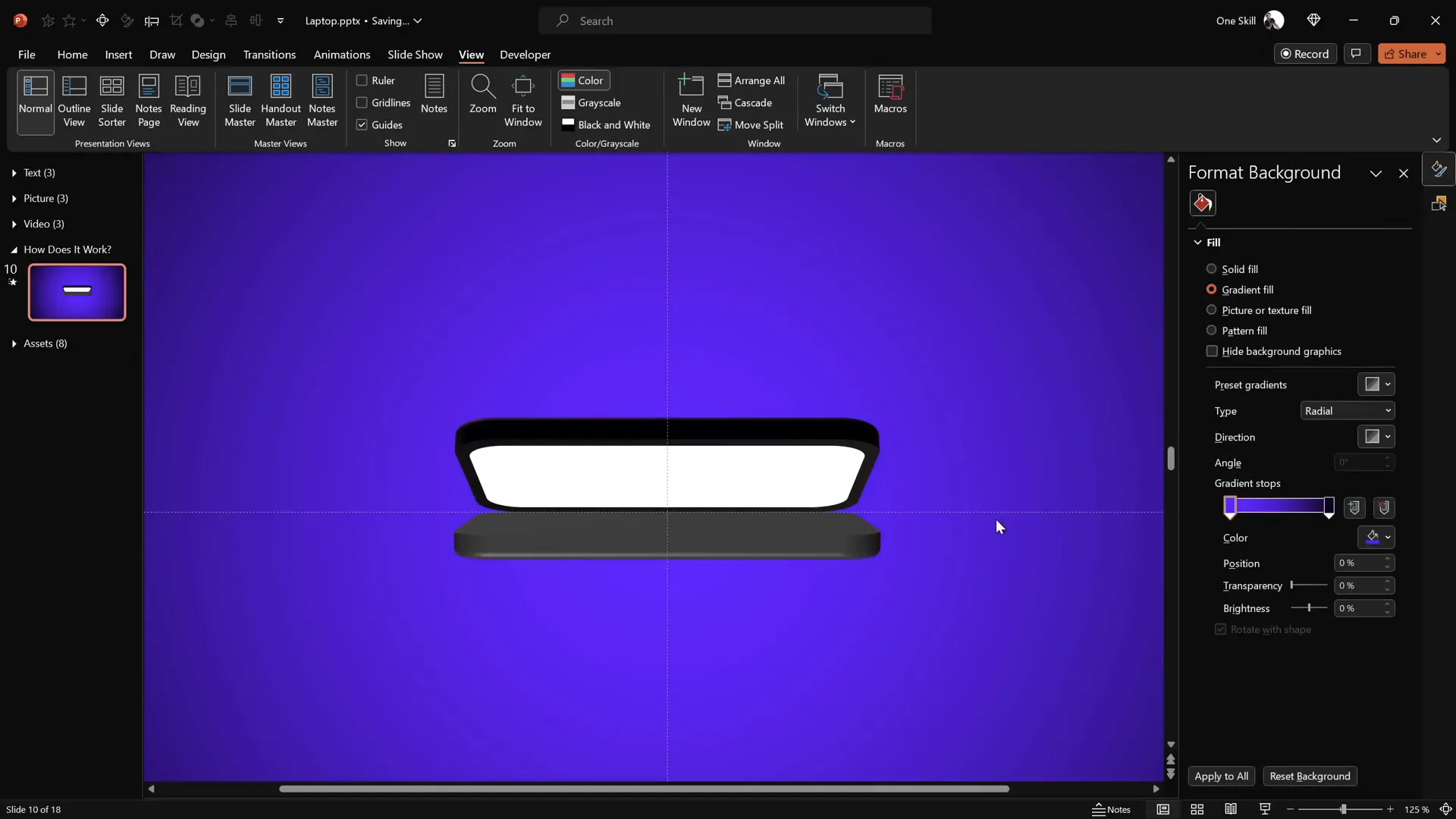 Aligning keyboard and screen to center of slide