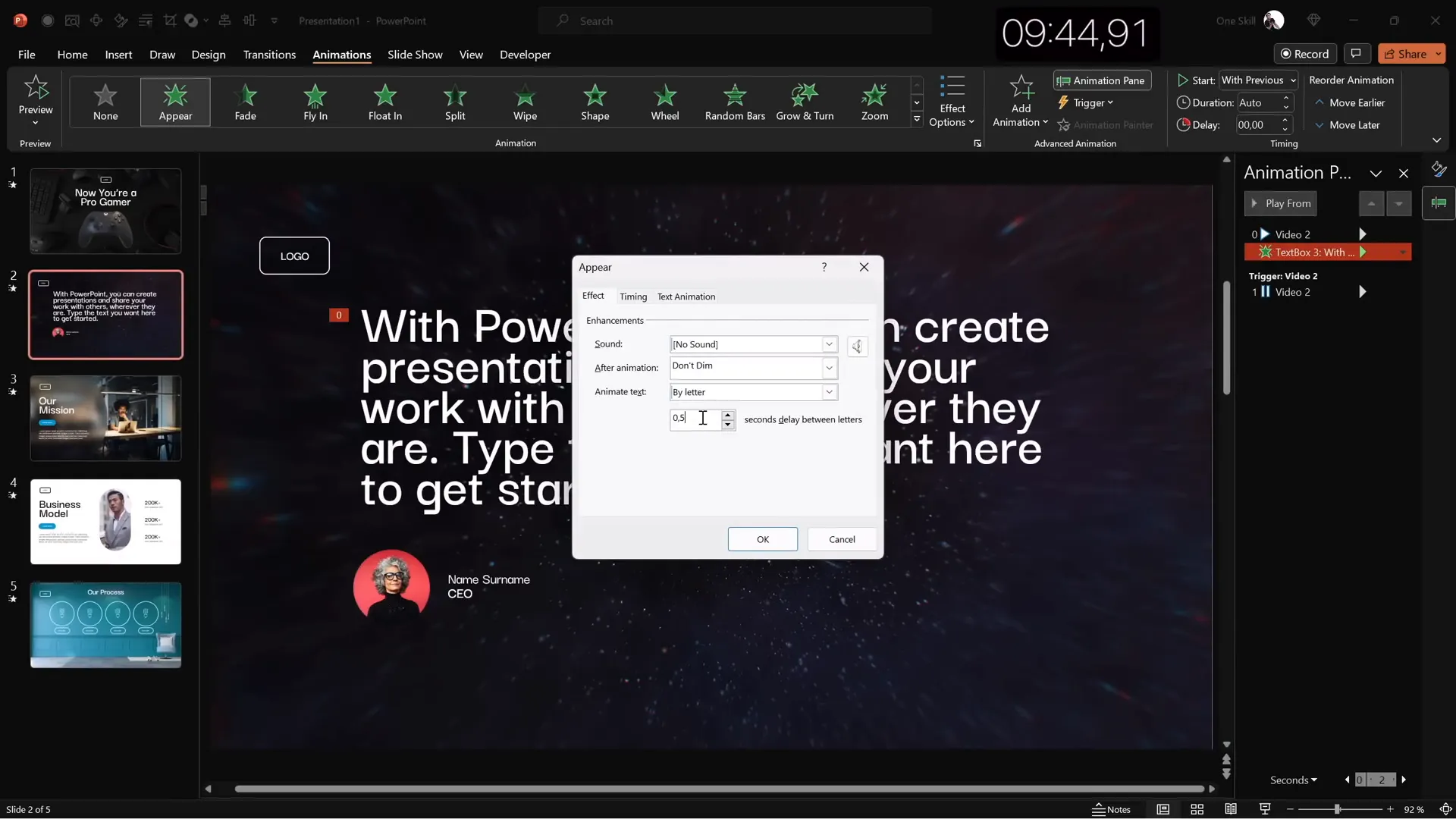Applying animations and slide transitions in PowerPoint