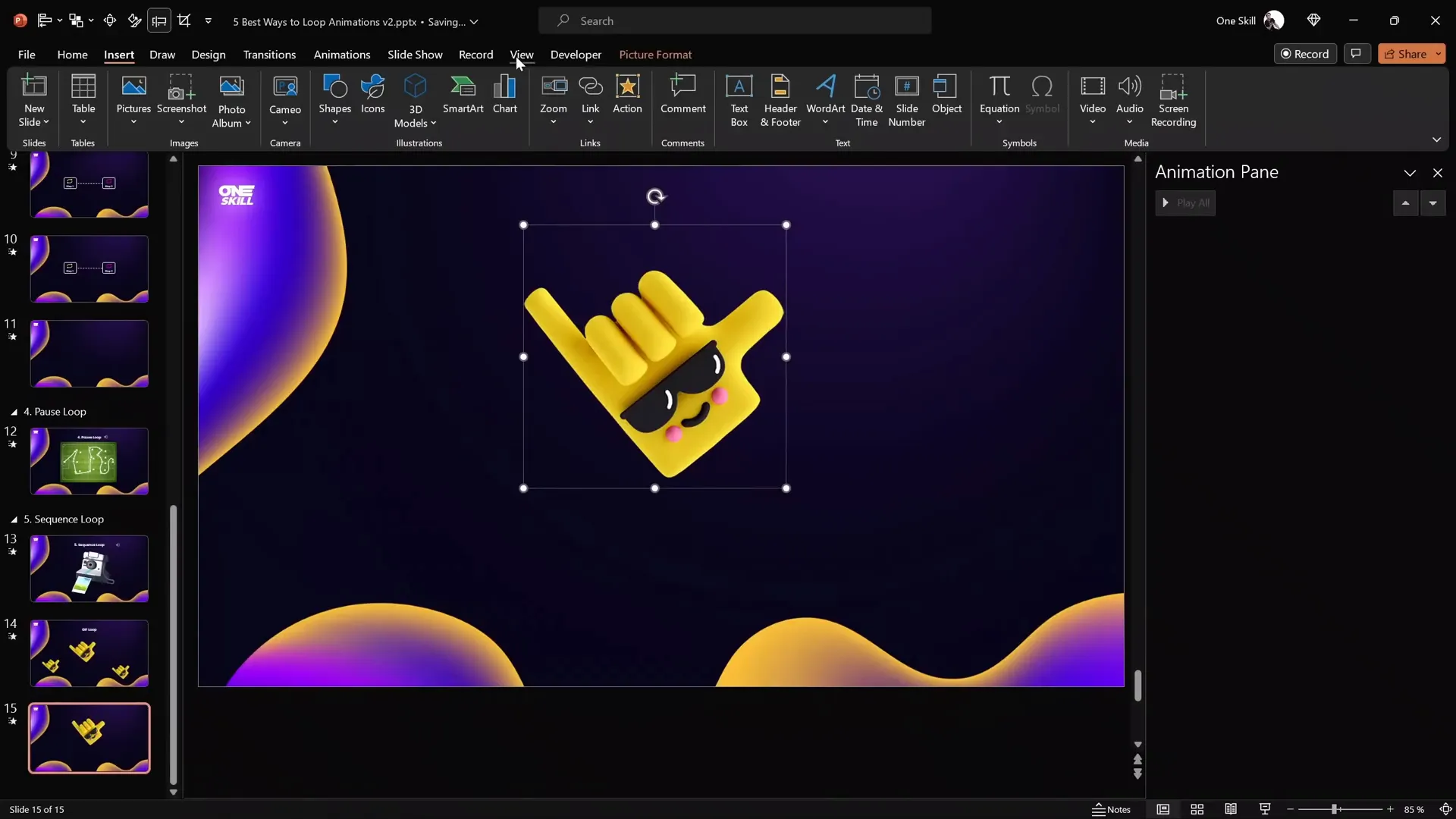 Adjusting rotation center for sticker object in PowerPoint