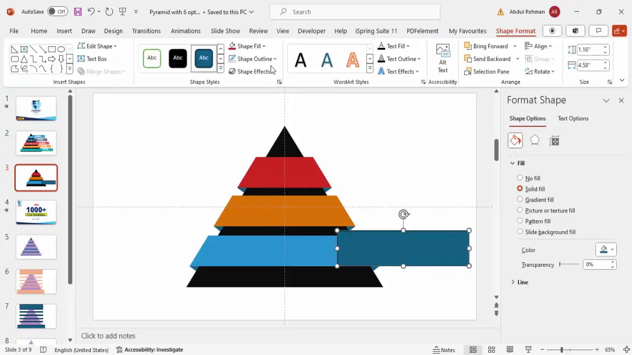 Adding and positioning rectangles around pyramid for additional content