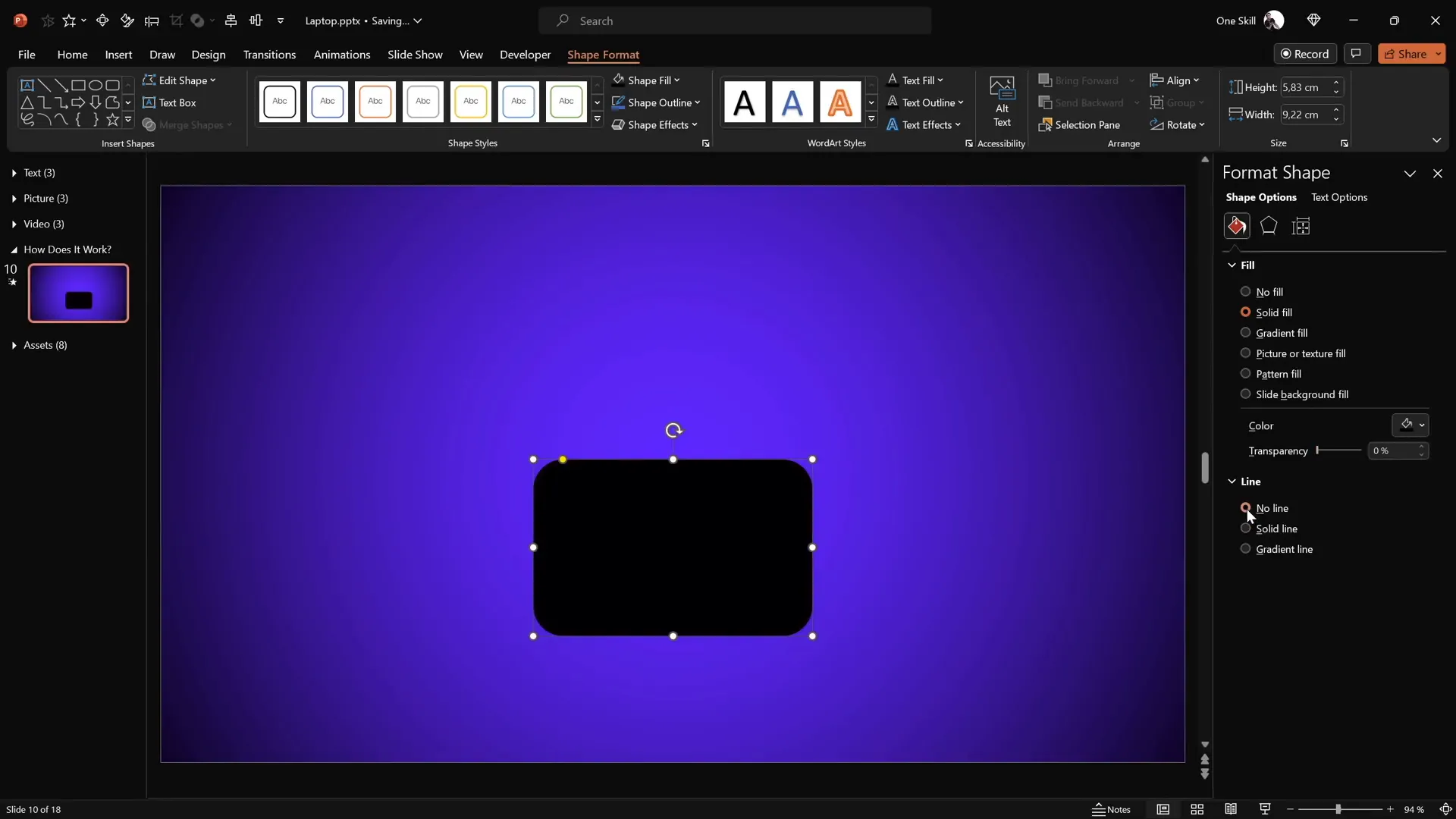 Creating laptop keyboard and screen shapes in PowerPoint