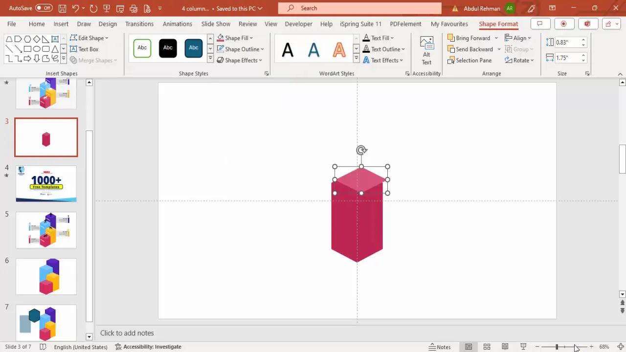 Adding diamond shape platform under the hexagon