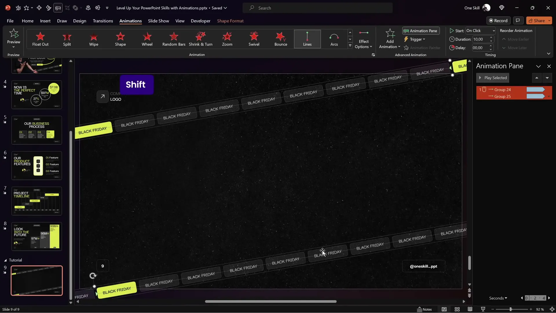 Two scrolling bars moving in opposite directions