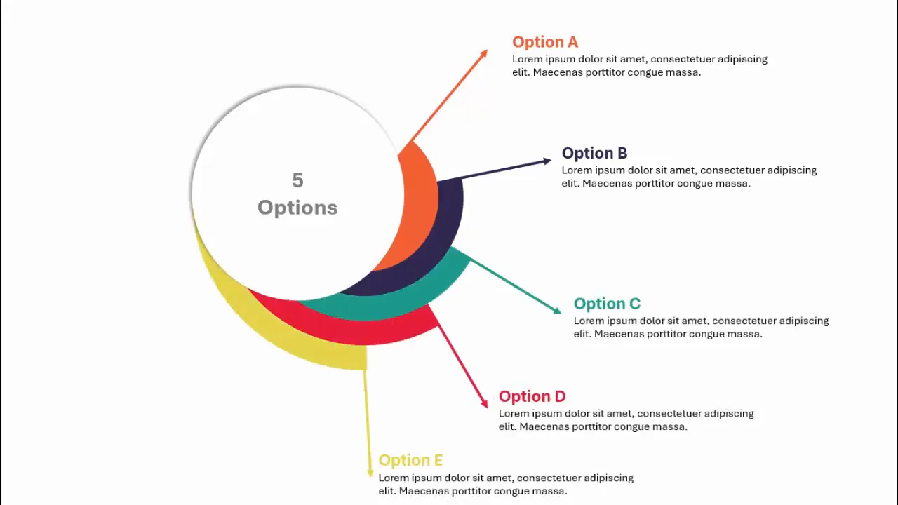 Preview of 5 options infographic slide with different color combinations