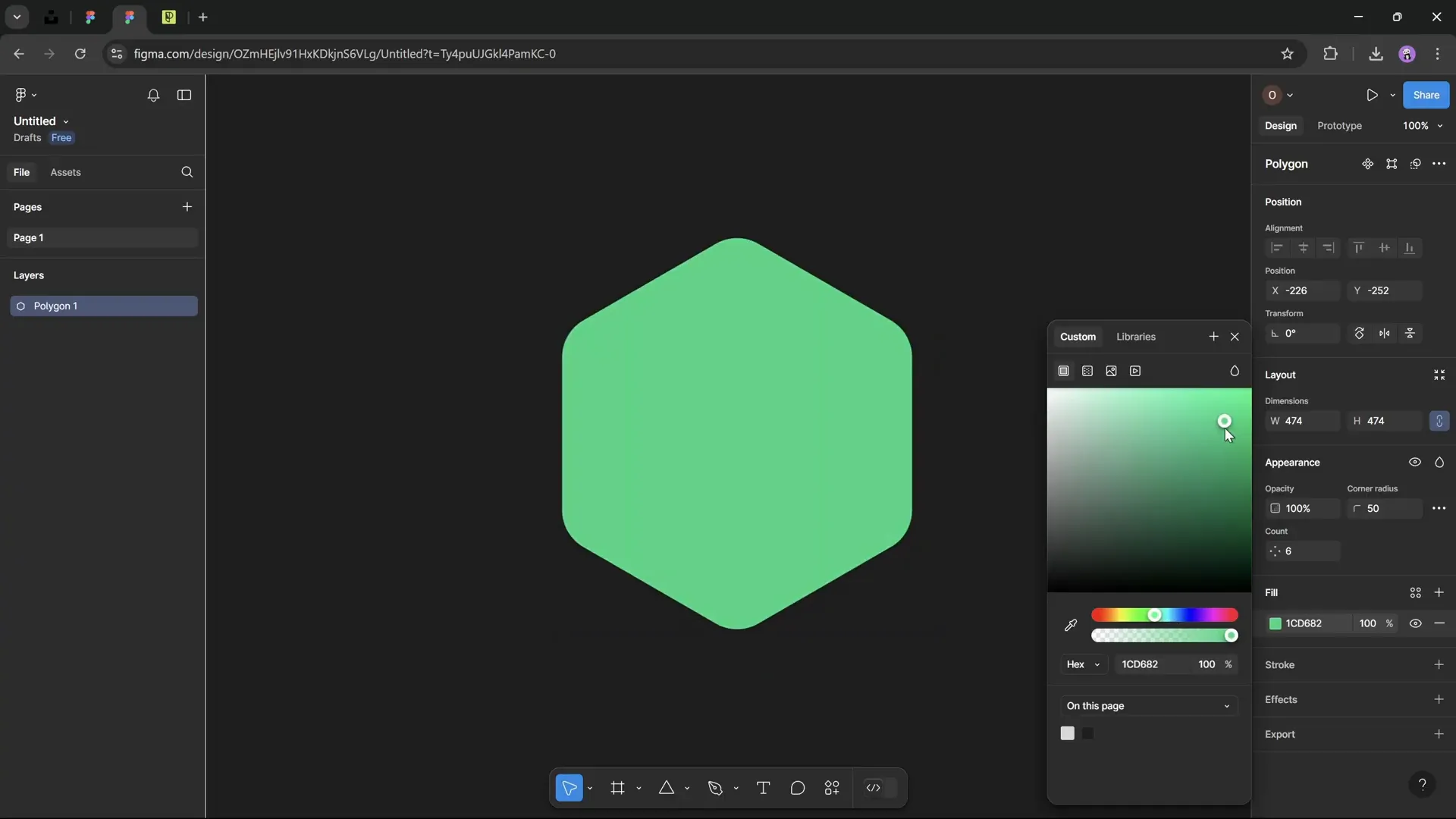 Creating and exporting rounded hexagon in Figma