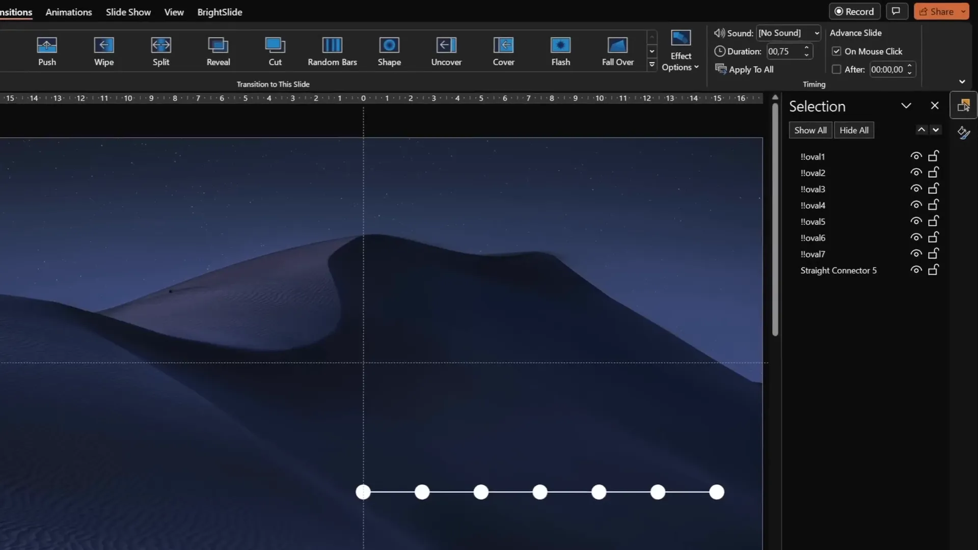 Morph transition set with 0.75 seconds duration