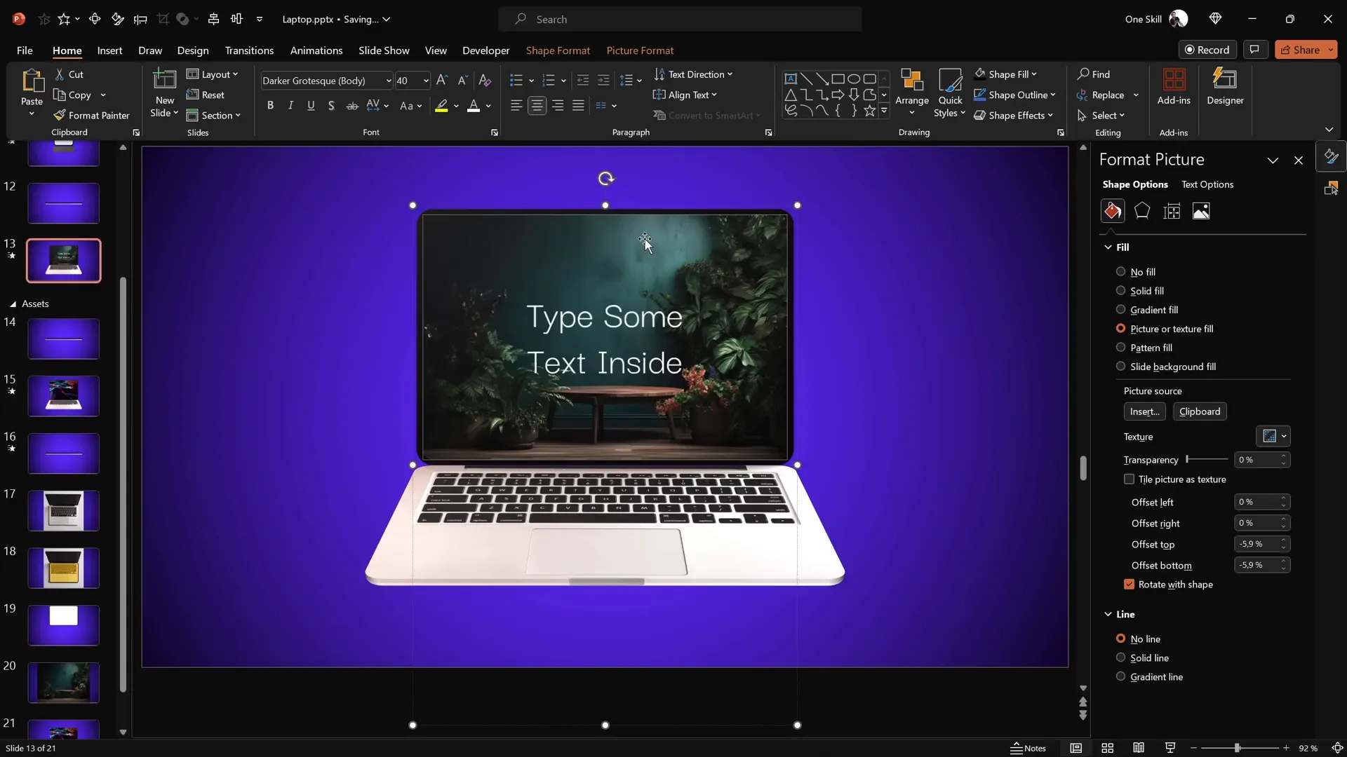 Picture embedded inside the laptop screen shape