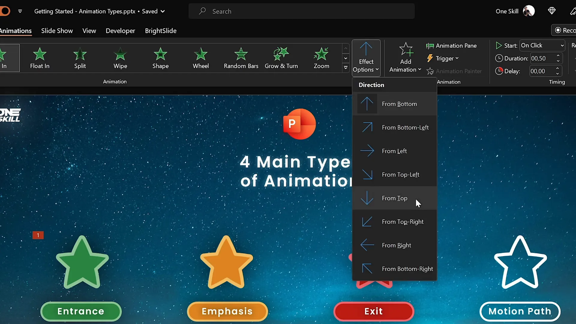 Selecting and customizing animations in PowerPoint