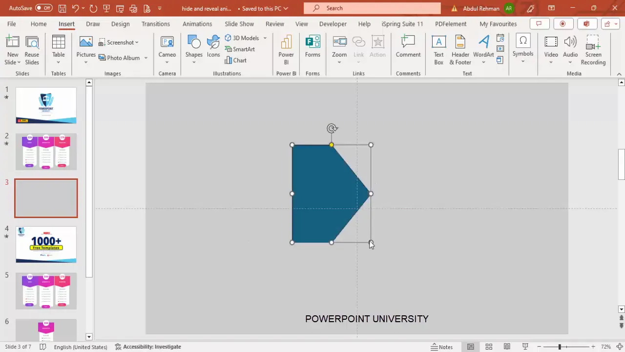 Drawing and rotating arrow pentagon shape