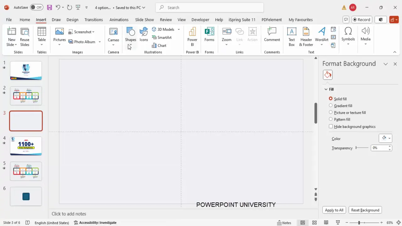 Setting slide background and enabling guides in PowerPoint